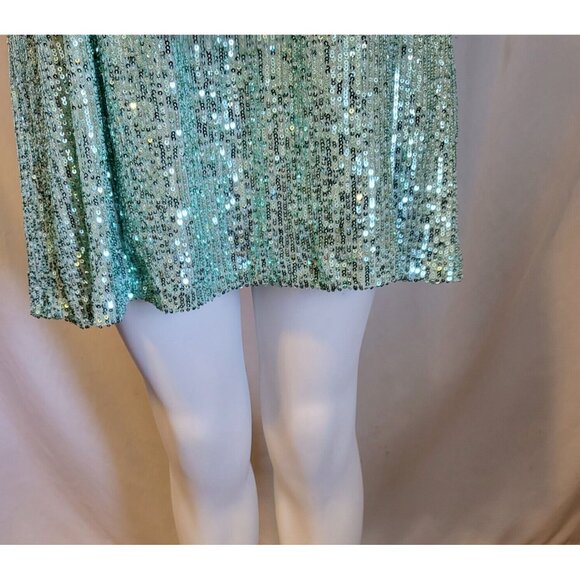 Free People Sparkle Dress Size 12 Mint Green Strapless Mini Ruffle Top NWOT - Picture 4 of 9